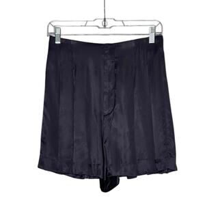 Zara slate blue satin high waisted pleated shorts size small